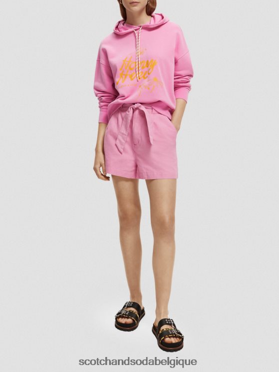 vêtements Scotch & Soda short mi-long à taille haute- Scotch and Soda femme orchidée rose 6BZRBF239