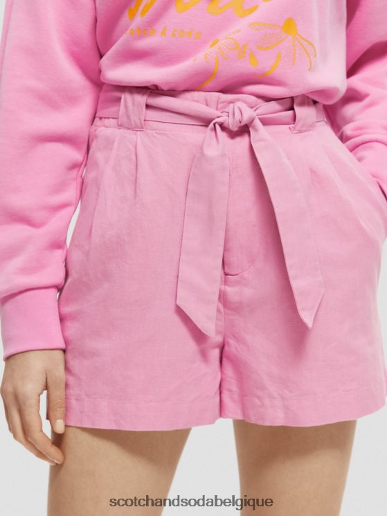 vêtements Scotch & Soda short mi-long à taille haute- Scotch and Soda femme orchidée rose 6BZRBF239