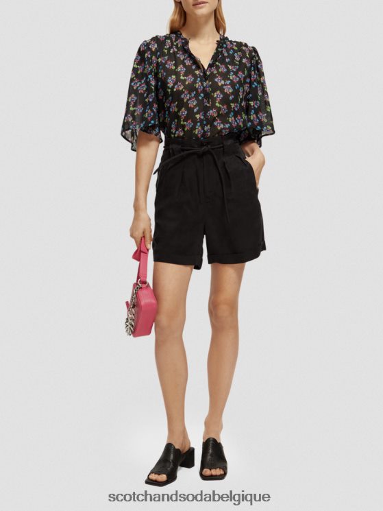 vêtements Scotch & Soda short mi-long à taille haute- Scotch and Soda shop near me noir 6BZRBF234