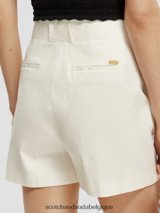 vêtements Scotch & Soda short plissé à taille haute- Scotch and Soda Belgique blanc cassé 6BZRBF236