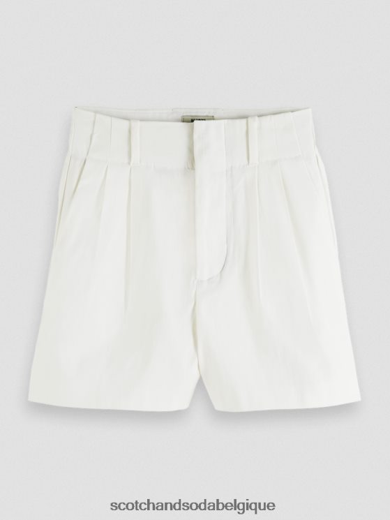 vêtements Scotch & Soda short plissé à taille haute- Scotch and Soda Belgique blanc cassé 6BZRBF236