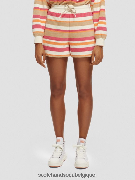vêtements Scotch & Soda short rayé à taille haute- Scotch and Soda shop online vanille blanche 6BZRBF179