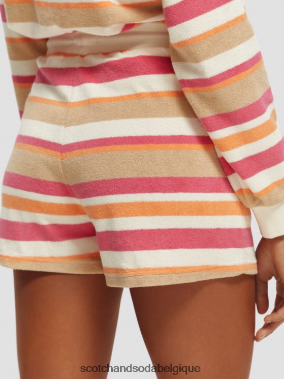 vêtements Scotch & Soda short rayé à taille haute- Scotch and Soda shop online vanille blanche 6BZRBF179