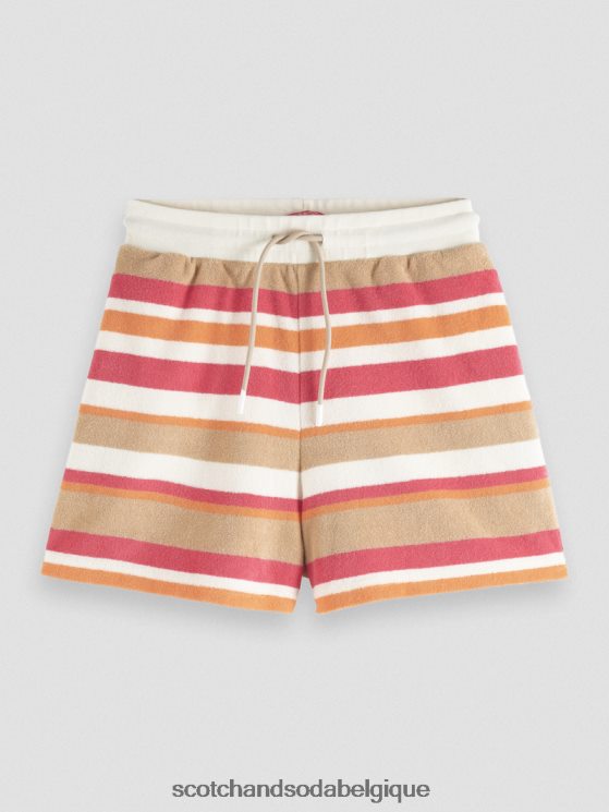 vêtements Scotch & Soda short rayé à taille haute- Scotch and Soda shop online vanille blanche 6BZRBF179