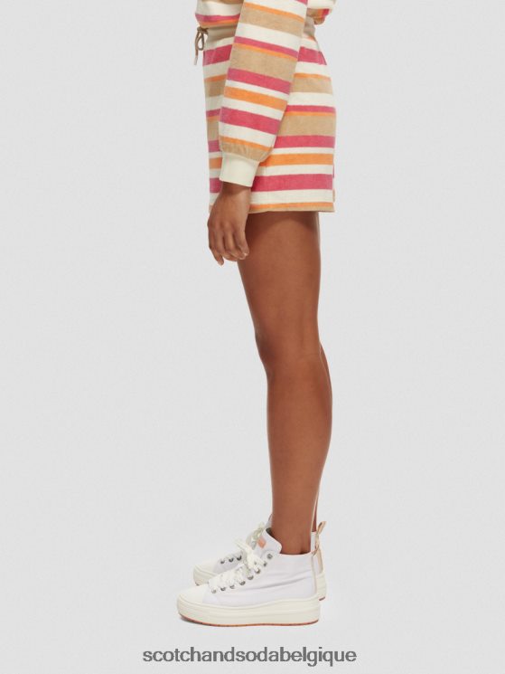 vêtements Scotch & Soda short rayé à taille haute- Scotch and Soda shop online vanille blanche 6BZRBF179