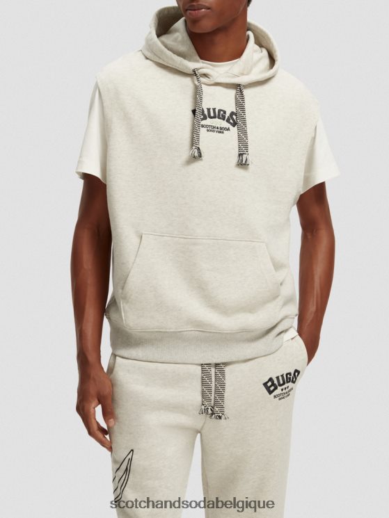 vêtements Scotch & Soda Looney Tunes - Sweat à capuche graphique sans manches en coton biologique- Scotch and Soda Bruxelles mélange blanc cassé 6BZRBF201
