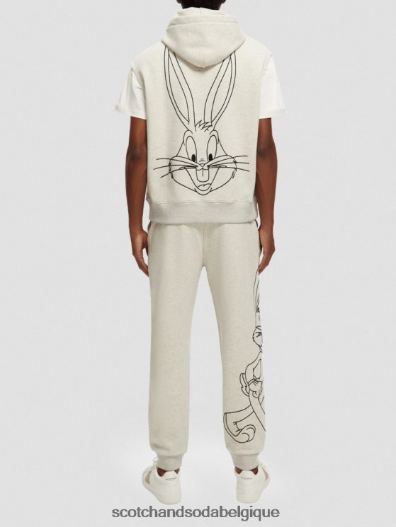 vêtements Scotch & Soda Looney Tunes - Sweat à capuche graphique sans manches en coton biologique- Scotch and Soda Bruxelles mélange blanc cassé 6BZRBF201
