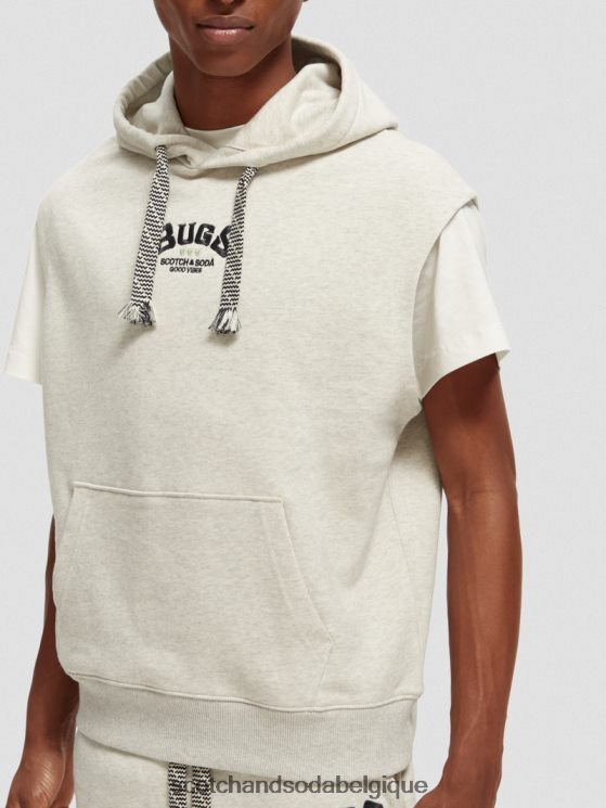 vêtements Scotch & Soda Looney Tunes - Sweat à capuche graphique sans manches en coton biologique- Scotch and Soda Bruxelles mélange blanc cassé 6BZRBF201