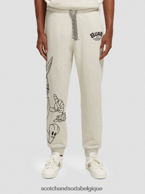 vêtements Scotch & Soda looney tunes - pantalon de jogging brodé- Scotch and Soda femme mélange blanc cassé 6BZRBF185