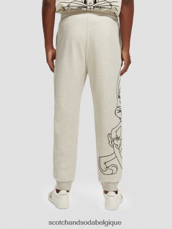vêtements Scotch & Soda looney tunes - pantalon de jogging brodé- Scotch and Soda femme mélange blanc cassé 6BZRBF185