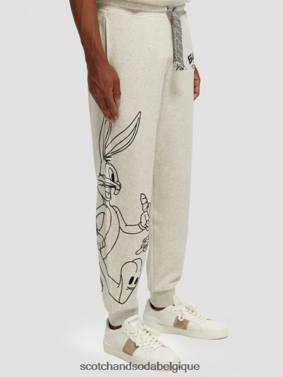 vêtements Scotch & Soda looney tunes - pantalon de jogging brodé- Scotch and Soda femme mélange blanc cassé 6BZRBF185