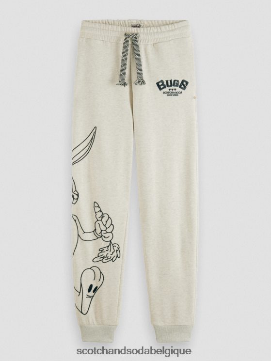 vêtements Scotch & Soda looney tunes - pantalon de jogging brodé- Scotch and Soda femme mélange blanc cassé 6BZRBF185
