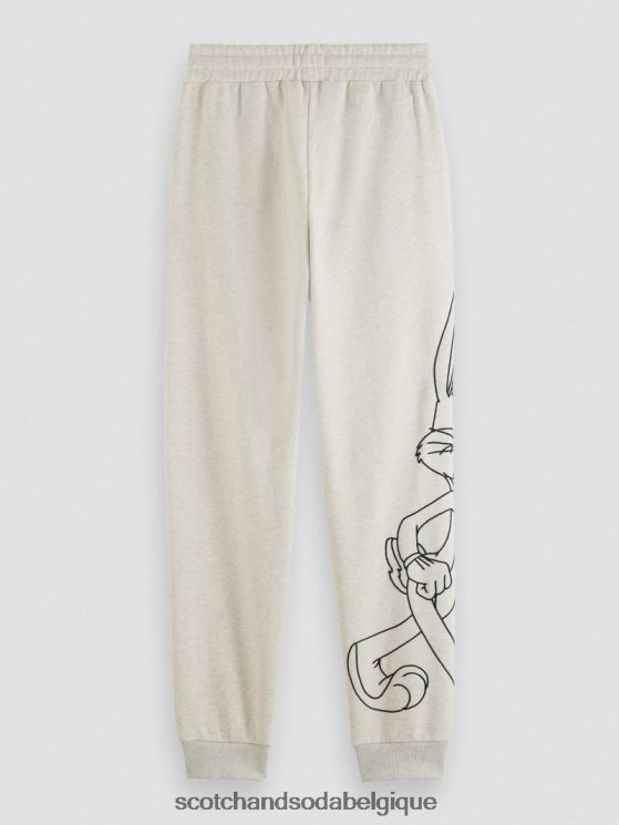 vêtements Scotch & Soda looney tunes - pantalon de jogging brodé- Scotch and Soda femme mélange blanc cassé 6BZRBF185
