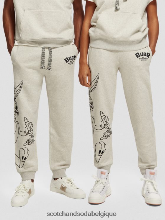 vêtements Scotch & Soda looney tunes - pantalon de jogging brodé- Scotch and Soda femme mélange blanc cassé 6BZRBF185