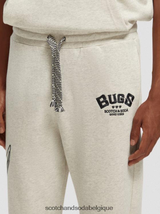 vêtements Scotch & Soda looney tunes - pantalon de jogging brodé- Scotch and Soda femme mélange blanc cassé 6BZRBF185