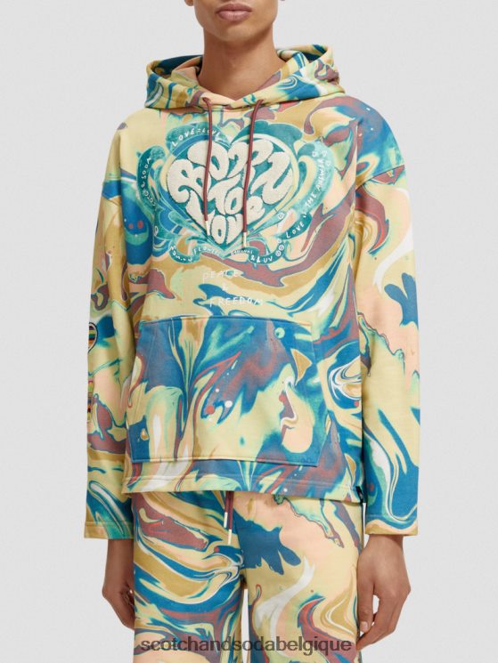 vêtements Scotch & Soda né pour aimer le sweat à capuche- Scotch and Soda femme marbre 6BZRBF212