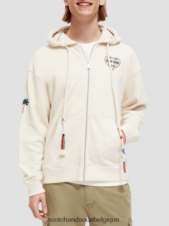 vêtements Scotch & Soda né pour aimer les œuvres d'art à capuche- Scotch and Soda femme écru 6BZRBF221