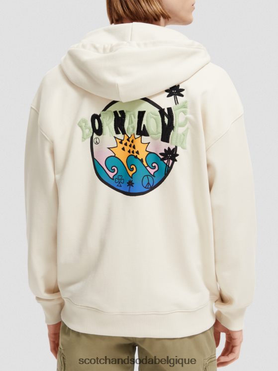 vêtements Scotch & Soda né pour aimer les œuvres d\'art à capuche- Scotch and Soda femme écru 6BZRBF221