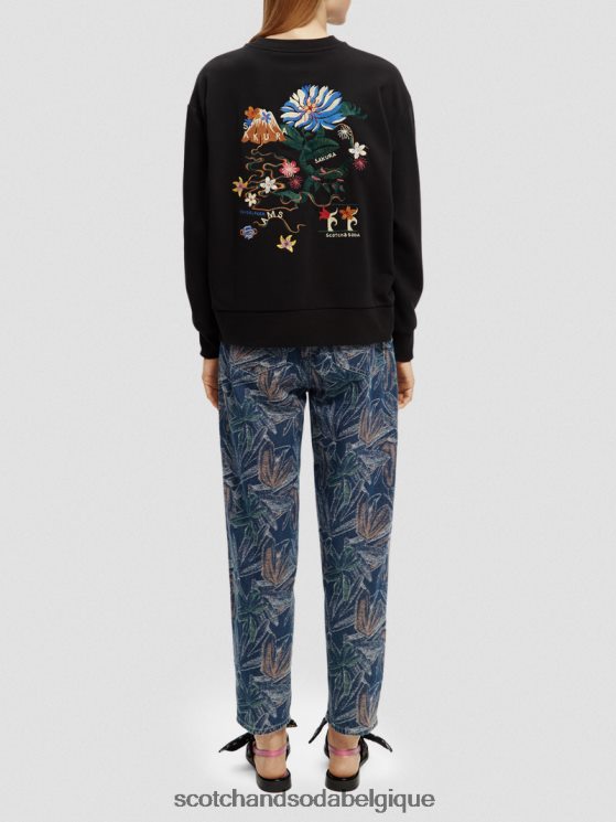 vêtements Scotch & Soda sweat ample brodé- Scotch and Soda Namur noir 6BZRBF184
