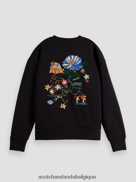 vêtements Scotch & Soda sweat ample brodé- Scotch and Soda Namur noir 6BZRBF184