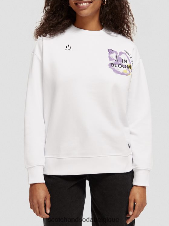 vêtements Scotch & Soda sweat ample en coton biologique- Scotch and Soda Liﾨﾨge blanc 6BZRBF186