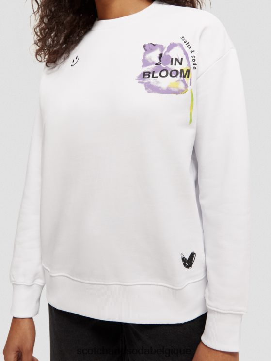 vêtements Scotch & Soda sweat ample en coton biologique- Scotch and Soda Liﾨﾨge blanc 6BZRBF186