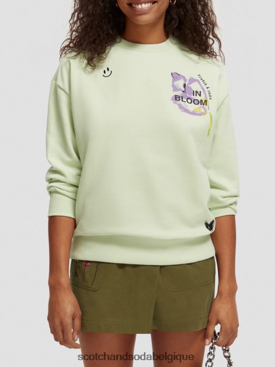 vêtements Scotch & Soda sweat ample en coton biologique- Scotch and Soda shop online écume de mer 6BZRBF188
