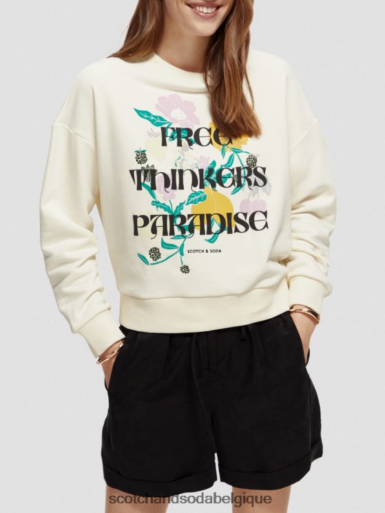 vêtements Scotch & Soda sweat ample à motif artistique- Scotch and Soda femme vanille blanche 6BZRBF230