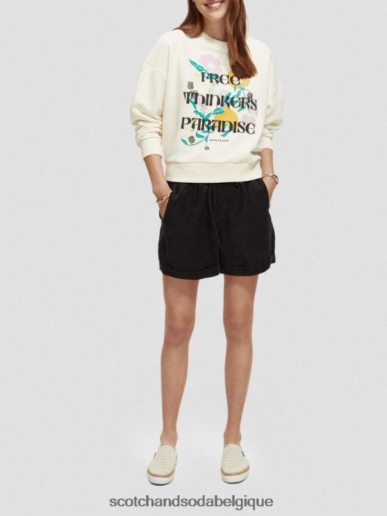 vêtements Scotch & Soda sweat ample à motif artistique- Scotch and Soda femme vanille blanche 6BZRBF230