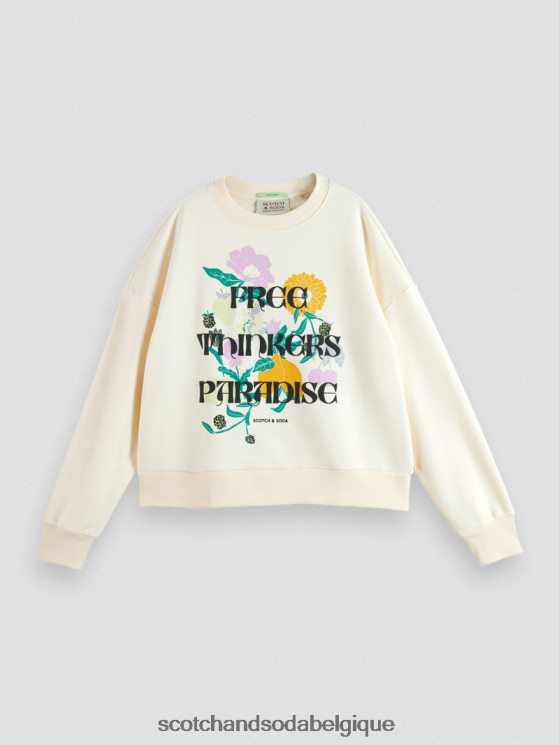 vêtements Scotch & Soda sweat ample à motif artistique- Scotch and Soda femme vanille blanche 6BZRBF230