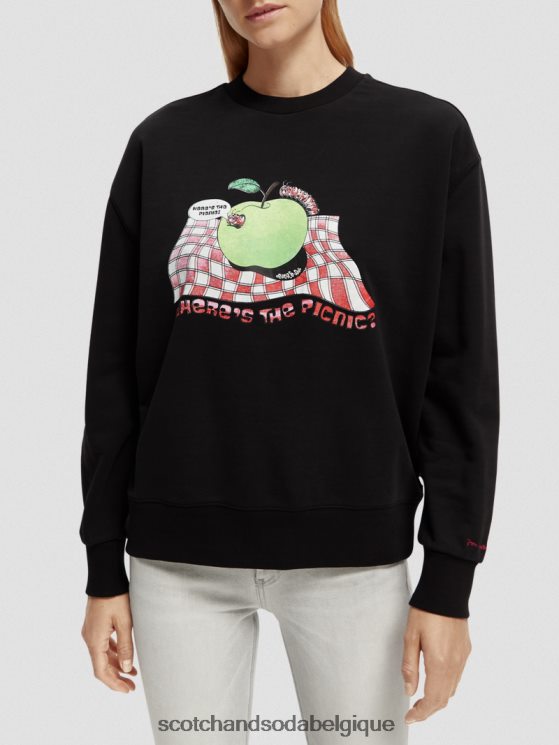vêtements Scotch & Soda sweat ample à motif artistique vintage- Scotch and Soda Liﾨﾨge noir 6BZRBF204