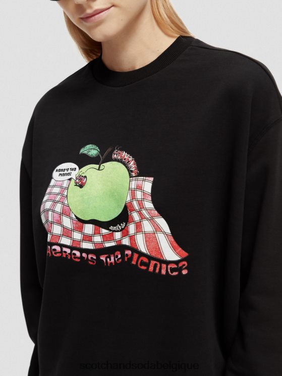 vêtements Scotch & Soda sweat ample à motif artistique vintage- Scotch and Soda Liﾨﾨge noir 6BZRBF204