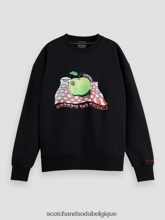 vêtements Scotch & Soda sweat ample à motif artistique vintage- Scotch and Soda Liﾨﾨge noir 6BZRBF204