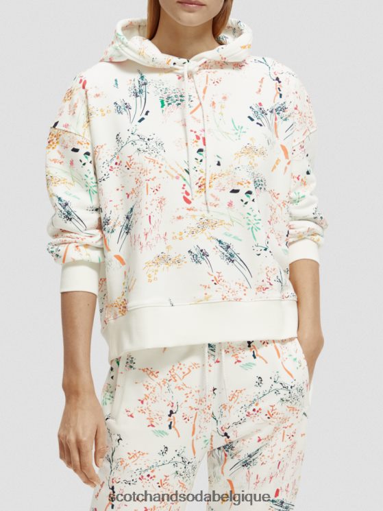 vêtements Scotch & Soda sweat à capuche ample en maille- Scotch and Soda Liﾨﾨge blanc plus sauvage 6BZRBF177