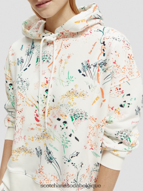 vêtements Scotch & Soda sweat à capuche ample en maille- Scotch and Soda Liﾨﾨge blanc plus sauvage 6BZRBF177