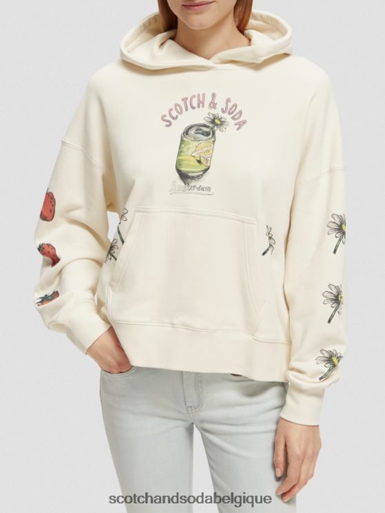 vêtements Scotch & Soda sweat à capuche ample à motif artistique- Scotch and Soda shop near me vanille blanche 6BZRBF216