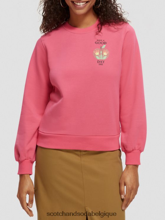 vêtements Scotch & Soda sweat à capuche avec motif artistique- Scotch and Soda shop online punch rose 6BZRBF215