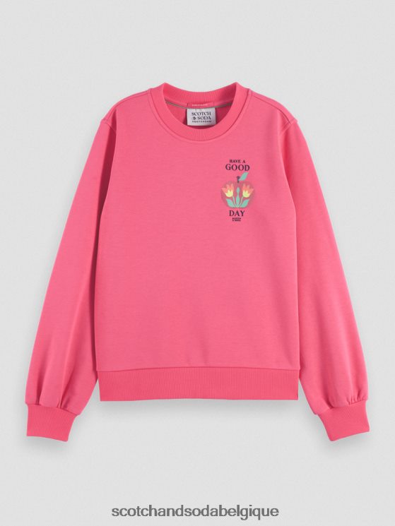 vêtements Scotch & Soda sweat à capuche avec motif artistique- Scotch and Soda shop online punch rose 6BZRBF215