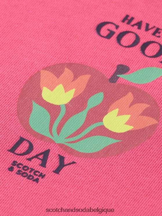 vêtements Scotch & Soda sweat à capuche avec motif artistique- Scotch and Soda shop online punch rose 6BZRBF215