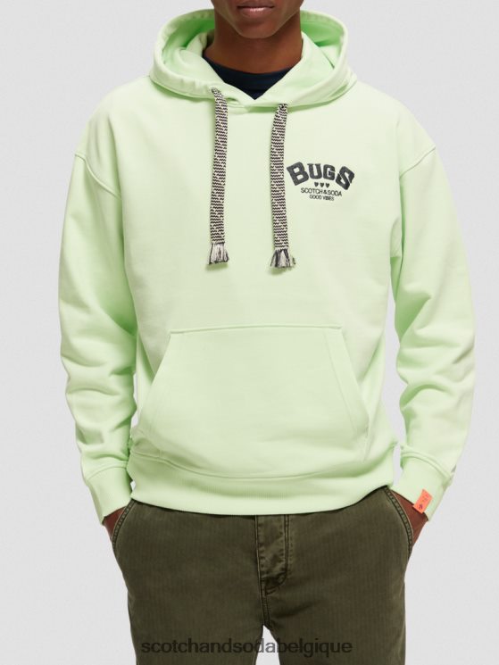 vêtements Scotch & Soda sweat à capuche en coton biologique à motif looney tunes- Scotch and Soda femme citron vert 6BZRBF203