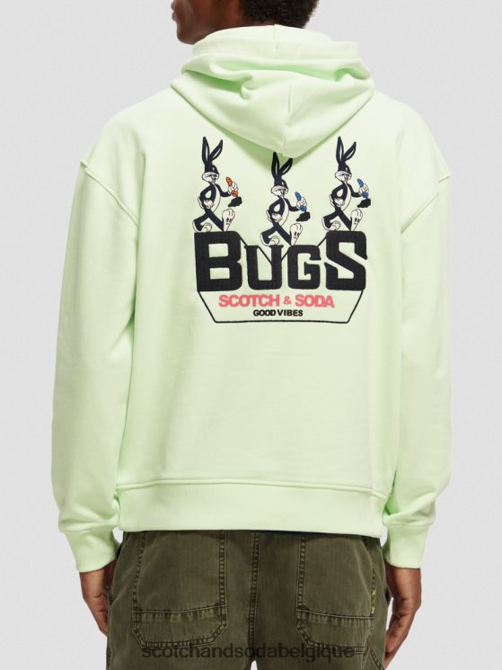 vêtements Scotch & Soda sweat à capuche en coton biologique à motif looney tunes- Scotch and Soda femme citron vert 6BZRBF203