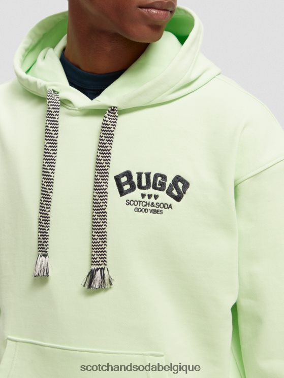 vêtements Scotch & Soda sweat à capuche en coton biologique à motif looney tunes- Scotch and Soda femme citron vert 6BZRBF203