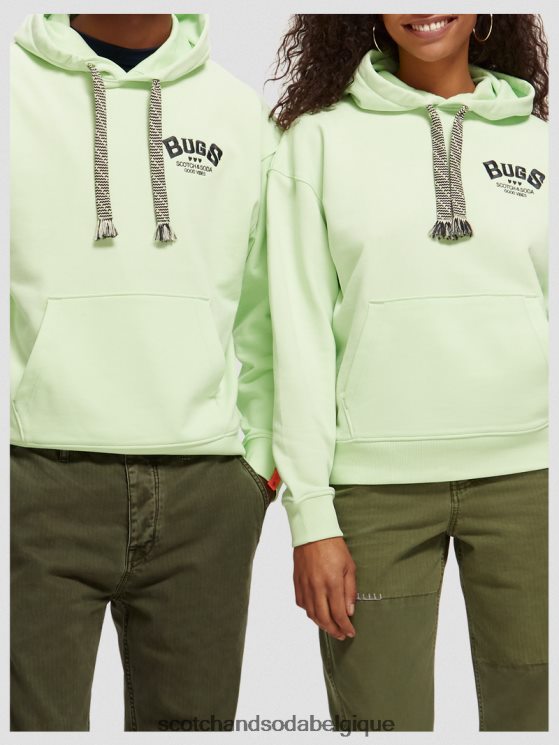 vêtements Scotch & Soda sweat à capuche en coton biologique à motif looney tunes- Scotch and Soda femme citron vert 6BZRBF203