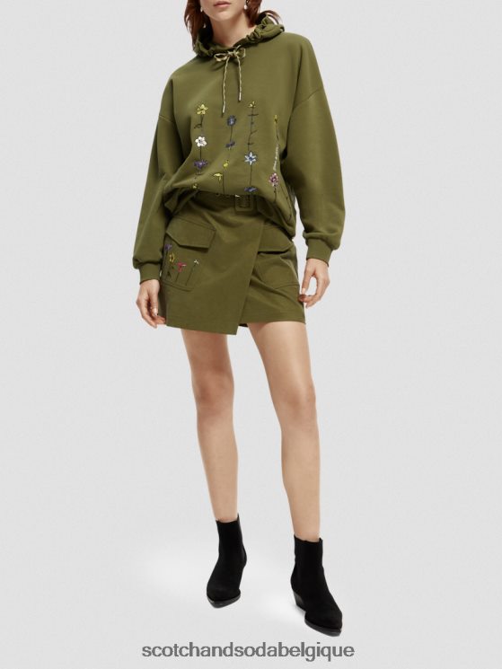 vêtements Scotch & Soda sweat à capuche oversize à motif floral- Scotch and Soda Bruxelles vert armée 6BZRBF219