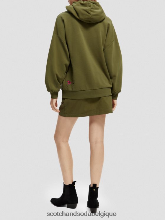 vêtements Scotch & Soda sweat à capuche oversize à motif floral- Scotch and Soda Bruxelles vert armée 6BZRBF219
