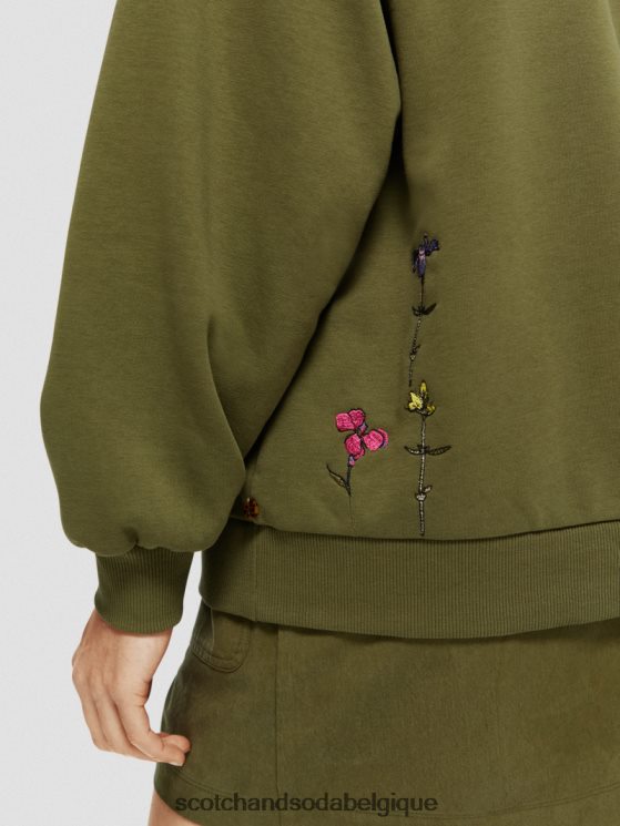 vêtements Scotch & Soda sweat à capuche oversize à motif floral- Scotch and Soda Bruxelles vert armée 6BZRBF219