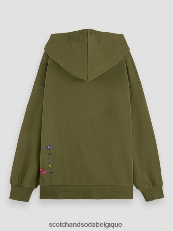 vêtements Scotch & Soda sweat à capuche oversize à motif floral- Scotch and Soda Bruxelles vert armée 6BZRBF219