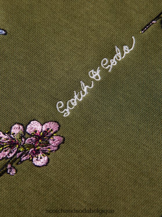 vêtements Scotch & Soda sweat à capuche oversize à motif floral- Scotch and Soda Bruxelles vert armée 6BZRBF219