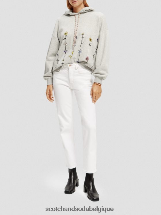 vêtements Scotch & Soda sweat à capuche oversize à motif floral- Scotch and Soda Namur gris mélangé 6BZRBF220