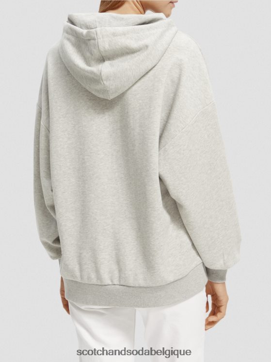vêtements Scotch & Soda sweat à capuche oversize à motif floral- Scotch and Soda Namur gris mélangé 6BZRBF220